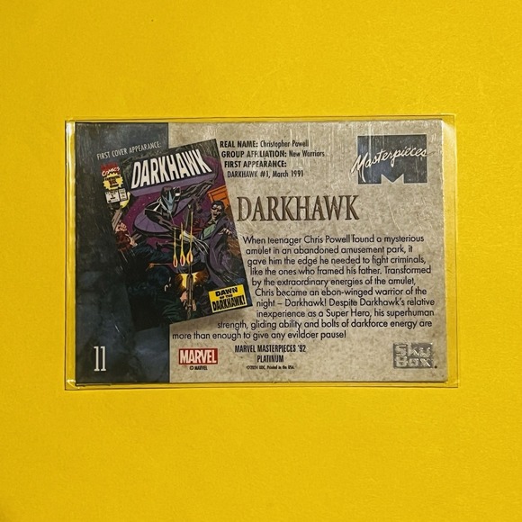 2024 Upper Deck Marvel Masterpieces '92 Platinum Darkhawk Base Card #11 - Picture 2 of 2